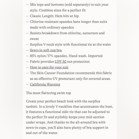 Land's End Plus Standard side tie tankini soft cup cloud blue romatic floral Var - Picture 6 of 6